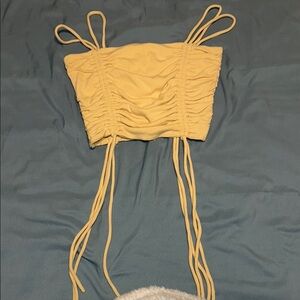 Yellow Ruched Crop Top